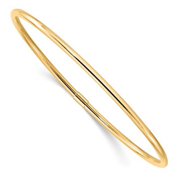 Jewelry - Real 10K Yellow Gold 3mm Polished Slip-On Bangle Bracelet
